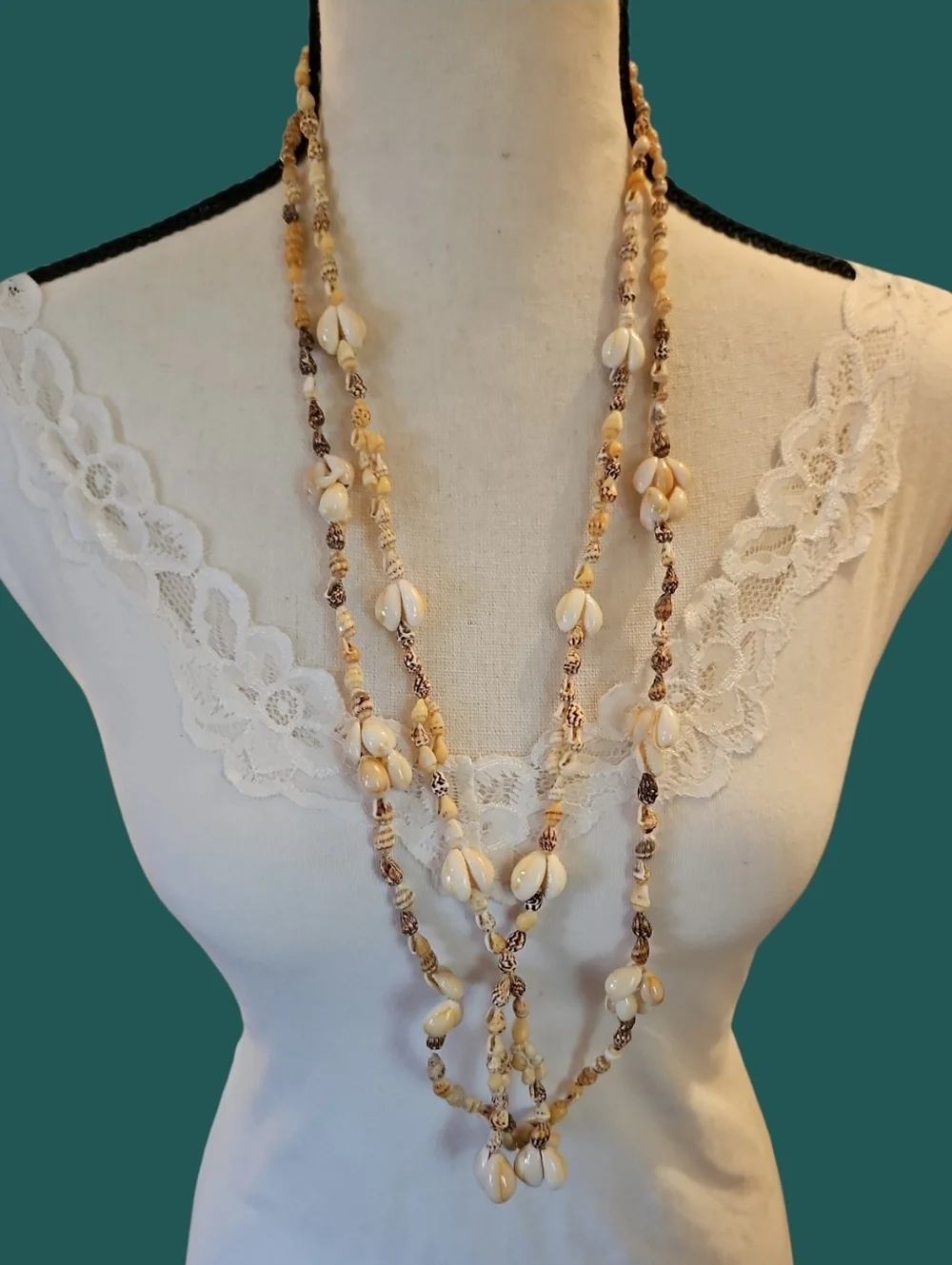 Vintage Set Of Two Hawaiian Seashell Lei Necklaces